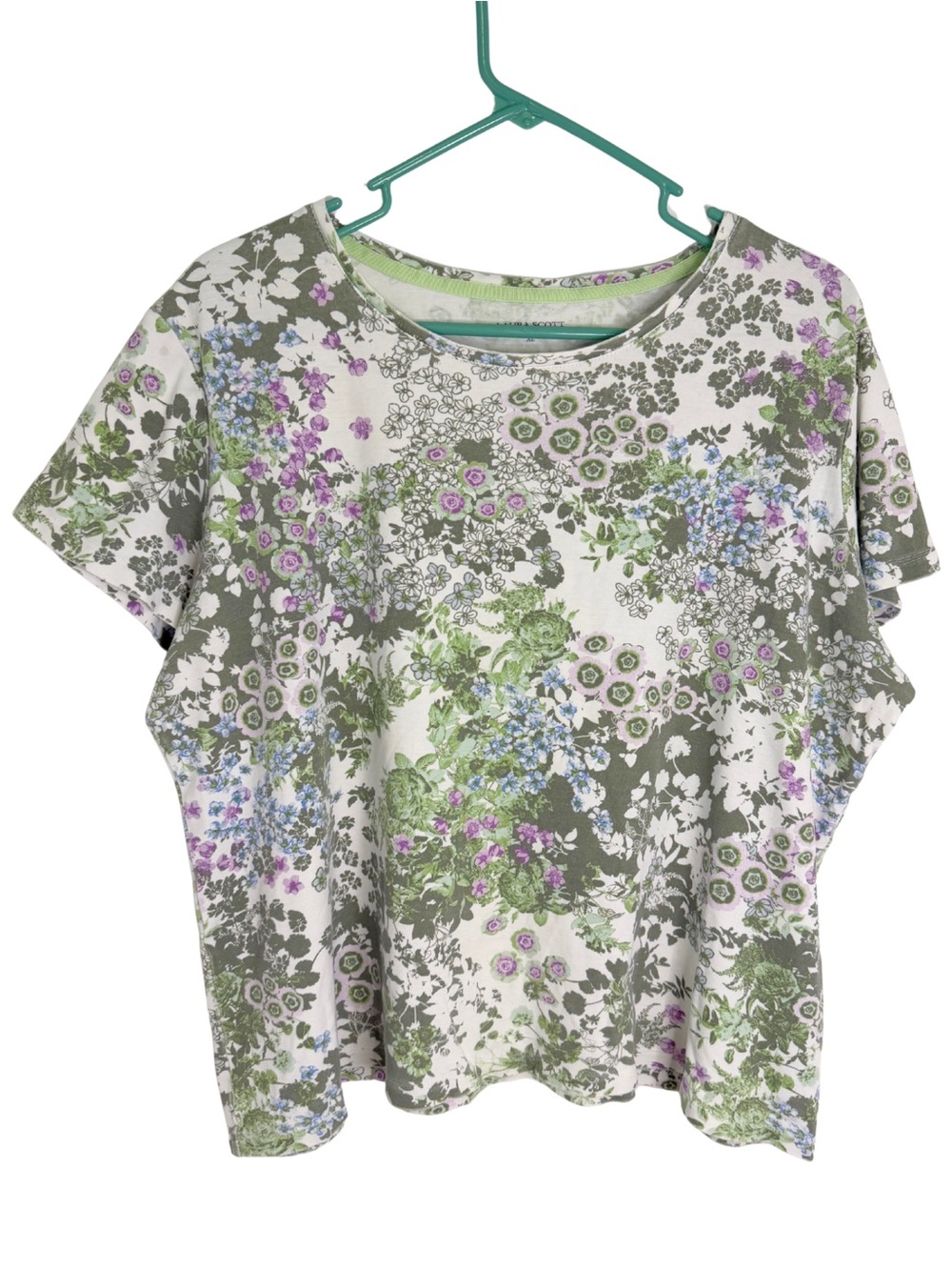 Laura Scott Short Sleeve Floral Shirt Size XL